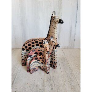 Nesting African soapstone giraffe vintage zoo‎ animals set mama baby